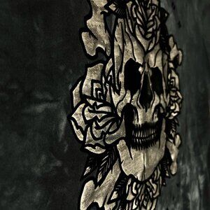 Black Label Affliction 2XL Doom Wash Black Gray Graphic Skull Roses Shirt